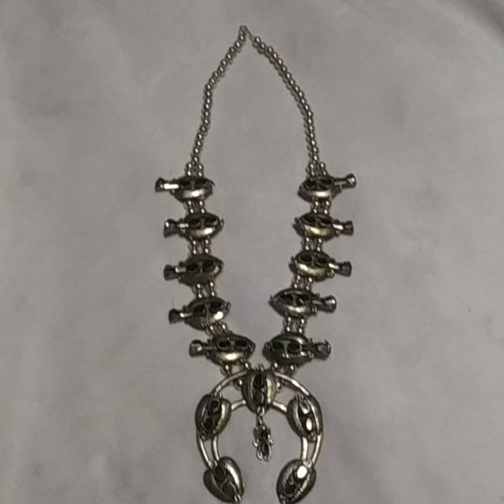 Black onyx squash blossom necklace